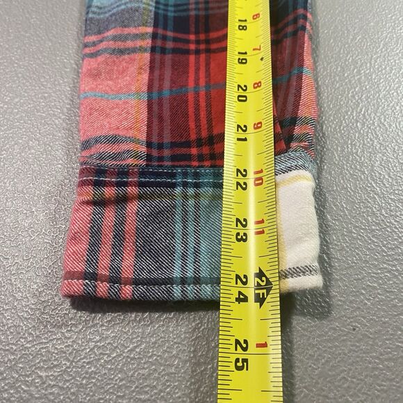 AMERICAN EAGLE Plaid Flannel Shirt Favorite Fit Long Sleeve Womens L Red Blue - Picture 8 of 11